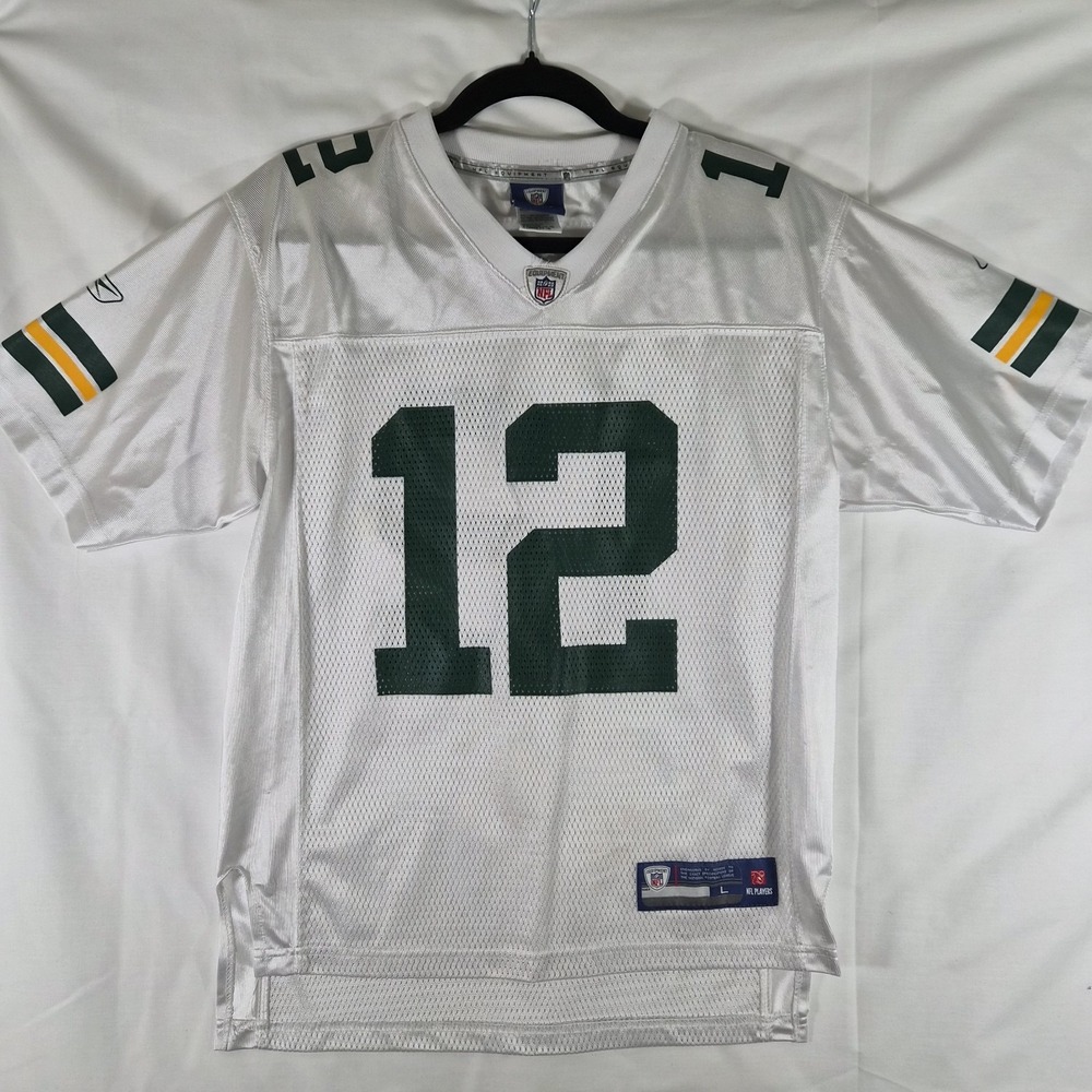 Vtg Aaron Rodgers #12 Packers Jersey Youth Large 14-16 Reebok NFL Green Bay